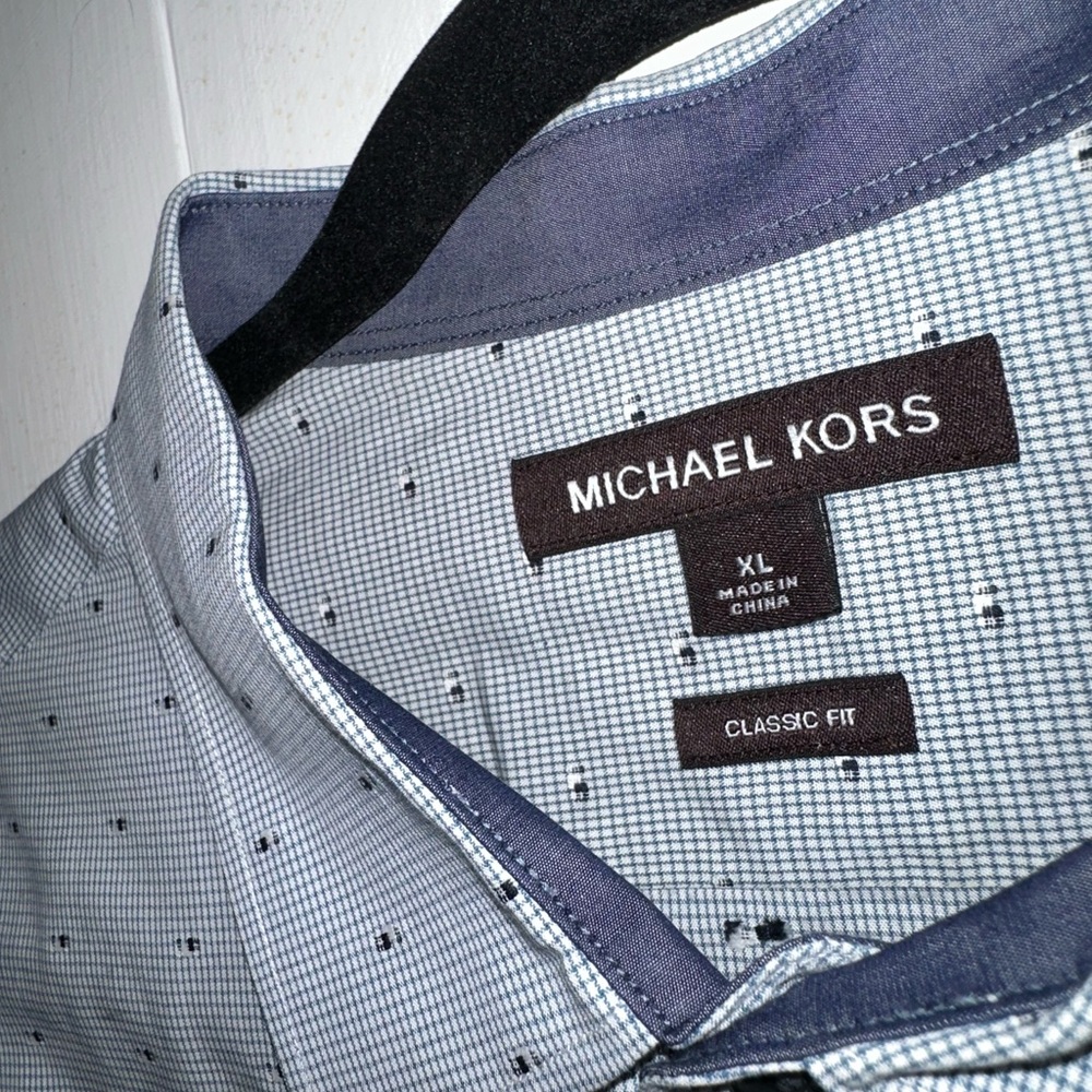 Michael Kors Navy and White Patterned Shirt